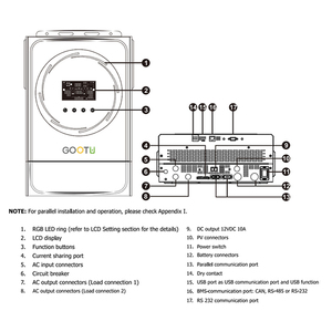 EU kho năng lượng mặt trời biến tần wifi màn hình 6KVA 230VAC lai năng lượng mặt trời biến tần với USB trên chức năng đi - Product Image 6