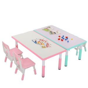 Tables et chaises pour enfants, bureau réglable en hauteur, 6 places, adapté aux enfants de 3 à 8 ans, pieds de table antidérapants, respectueux de l'environnement - Product Image 5