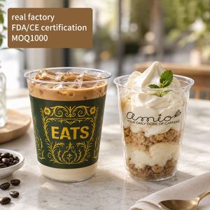 Gobelet à café jetable en plastique PET éco-responsable 16oz à base rigide, vaisselle durable, logo personnalisé pour petit-déjeuner d'hôtel de charme - Product Image 1