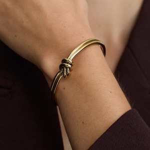 LUCKYJIU perhiasan kustom gelang tangan simpul ganda baja tahan karat berlapis emas 18k bebas noda antiair - Product Image 3