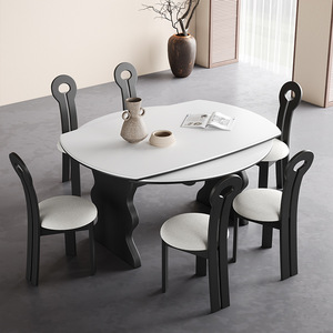 Mesa de Comedor Telescópica Ajustable de Madera Maciza Vintage, Convertible para <span class=keywords><strong>Restaurante</strong></span>, 8 Plazas, Estilo Americano Moderno y Sencillo para Oficina en Casa - Product Image 4