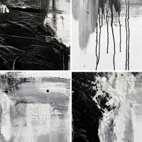 Peinture à l'huile impasto peinte à la main 60x60cm Noir Blanc Gris Toile de coton et de lin contemporaine Art mural pour la décoration moderne de la maison