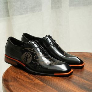 Chaussures habillées élégantes à bout carré Derby – Cuir artisanal, lacets pour hommes, rehaussantes, respirantes, antidérapantes, idéales pour les costumes - Product Image 2