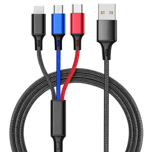 Hochwertiges Ladekabel 3 In 1 USB 2.4a Schnell ladegerät Micro für Typ C.