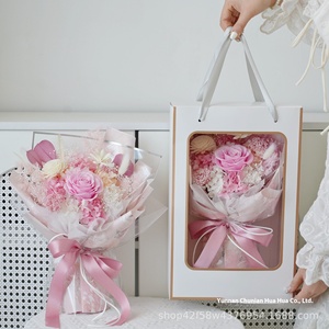 Bouquet di San Valentino Rancheng Immortal Ins Wind, <span class=keywords><strong>Rose</strong></span> Rosa Fresche e Piccole, Fiori Conservati per Dichiarazioni d'Amore V-293 35x22x11cm - Product Image 3