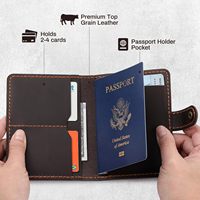 Dompet Paspor Kulit Crazy Horse Khusus dengan Slot AirTag untuk Wanita & Pria, Model Vintage Tipis, Anti RFID, Lipat Dua