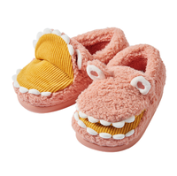 Chaussons en coton - Adorables pantoufles en peluche 3D style dessin animé avec couple de dinosaures amusants et effet chauffant