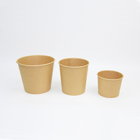 Bol à soupe en papier kraft jetable, cuvette à nouilles, emballage de tasses à emporter, bol à soupe avec couvercles, pièces