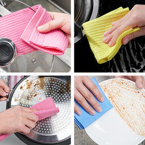 Phân hủy sinh học tái sử dụng gỗ tự nhiên bột giấy bông nén bọt biển sinh thái dishcloth vuông Nhà Bếp Làm sạch khăn rửa chén - Product Image 5