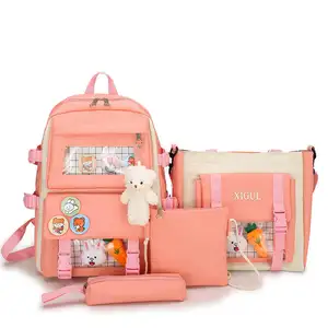 Women Backpack Cartoon Student Girl School Bag Multi-piece Set Female Backpack Cute High Capacity School Bags For Girls