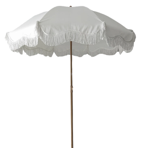 Sombrillas de Playa Personalizadas de Lujo, Portátiles, de <span class=keywords><strong>8</strong></span> Pies, Estilo Boho Vintage, con <span class=keywords><strong>Poste</strong></span> de <span class=keywords><strong>Madera</strong></span>, Lona Blanca con Flecos y Borlas - Product Image 5