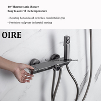 Ensemble de robinetterie de douche thermostatique trois fonctions OEM/ODM en laiton brossé gris, mitigeur mural pour baignoire et douche
