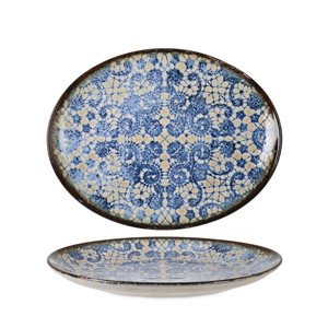 Plateau de service ovale Bluet 30,6 × 24 cm, porcelaine fine de qualité supérieure, impression numérique, Rinart Porcelai - Product Image 1