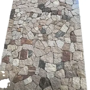 Granit Kuning dan Abu-abu Tidak Teratur Longgar Strip Ledgestone Veneer untuk Pelapis Dinding Eksterior