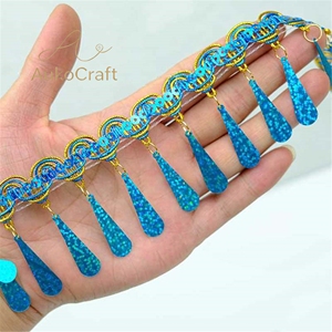 Hiasan Pesta Natal DIY, Renda Payet Dekoratif Merah Hijau Biru, Glitter Payet, Rumbai Manik-Manik, Pita Kostum - Product Image 4