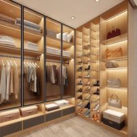 Dressing sur mesure avec porte vitrée, armoire de chambre moderne à cadre en aluminium avec éclairage LED, meuble de rangement personnalisé pour toute la maison