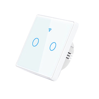 SIXWGH Interrupteurs Muraux Type 86 1/2/3/4 Gang avec Panneau en Verre Trempé, Panneau Tactile à Ligne Naturelle, Courant Max. 10A, Interrupteur d'Éclairage LED