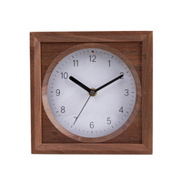 Jam Dinding Analog Quartz Modern Berbentuk Kotak Kecil dari Kayu Walnut dengan Pola Still Life, Dioperasikan dengan Baterai untuk Ruang Tamu, Logo Kustom.