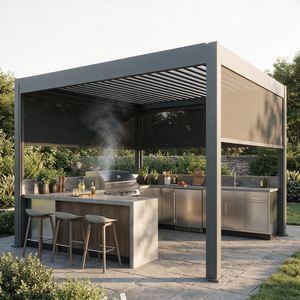 <span class=keywords><strong>Pergola</strong></span> moderne en aluminium avec toit rigide imperméable, double toit, <span class=keywords><strong>rideaux</strong></span> et moustiquaire <span class=keywords><strong>pour</strong></span> jardin et terrasse - Product Image 3
