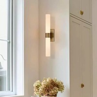 Appliques murales modernes dorées mates SIMIG pour salle de bain et salon, luminaires muraux en métal avec abat-jour en verre blanc