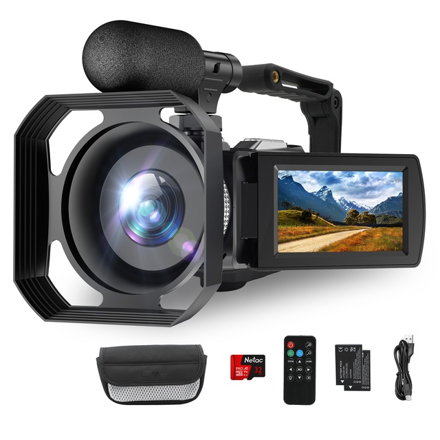 4K Digital Film Camera Professional Cinema Camera 12MP CMOS Sensor 18X Digital Zoom MicroSD Support for Photography and Videos