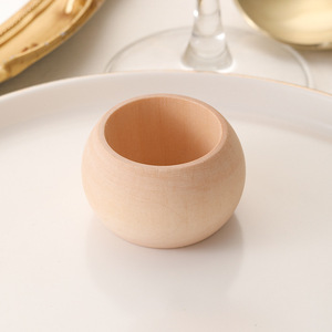 Anillos de servilleta redondos de madera de color sólido, duraderos, para decoración de mesas de boda - Product Image 5
