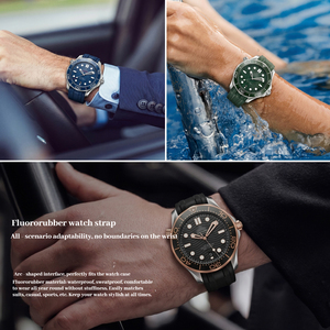 Correa de caucho FKM con extremo curvado para la nueva serie <span class=keywords><strong>Omega</strong></span> <span class=keywords><strong>Seamaster</strong></span> 300 con cierre desplegable plegable de 20 mm, correa de repuesto para reloj de buceo - Product Image 2