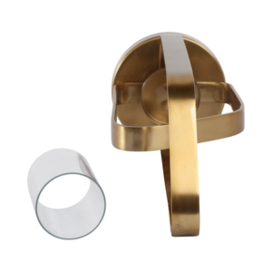 Portacandele in Metallo e Vetro Stile Hurricane, Elegante Decorazione per la Casa, Accento d'Arredo per Candele a Colonna da Tavolo - Product Image 6