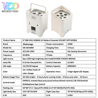 WEDOSTAGE 6X18W 6IN1 RGBWA+UV Projecteur LED sans fil sur batterie, contrôle APP/IR/WIFI/DMX, en alliage d'aluminium, angle 15/25/40°