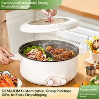 Panci Listrik Multifungsi Yuanyang Mandarin Duck Pot, Kontrol Ganda untuk Merebus & Menggoreng, Bahan PP, 2000W