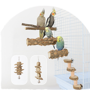 ชุดกรงนกสำหรับนกแก้วของเล่นห่วงสำหรับปีนบันไดชุดกรงนกกิ่งไม้ธรรมชาติ - Product Image 4