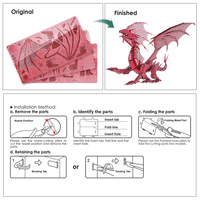 Piececool DRAGON FLAME RED HP071-R Kit de bricolage éducatif Jouet éducatif Unisexe Puzzle de haute qualité Puzzle en métal 3D