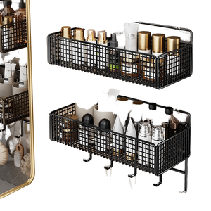 Étagères de douche d'angle à double niveau, type classique, anti-rouille, sans perçage, finition chromée, pour rangement moderne - Product Image 1