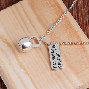 Collar con mancuernas fuerte es hermoso encanto gimnasio colgante levantamiento de pesas Crossfit joyería - Product Image 2