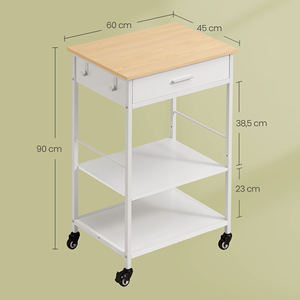 Chariot <span class=keywords><strong>de</strong></span> rangement <span class=keywords><strong>de</strong></span> <span class=keywords><strong>cuisine</strong></span> roulant <span class=keywords><strong>VASAGLE</strong></span> avec tiroir, îlot <span class=keywords><strong>de</strong></span> <span class=keywords><strong>cuisine</strong></span> mobile sur roulettes - Product Image 3