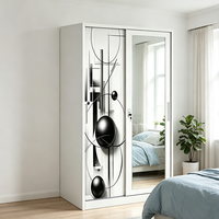 Armoire en fer personnalisable avec miroir, écologique, durable, 3 portes, Almari