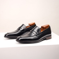 Mocassins pour hommes faits à la main en cuir véritable, style affaires, à enfiler, semelle extérieure en caoutchouc imperméable et antidérapante, logo gaufré EVERGREEN, pour les loisirs