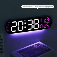Horloge murale numérique intelligente à LED surdimensionnée avec télécommande, pour la décoration de la maison, avec alarme, température et calendrier