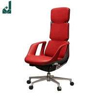 Chaise de direction en cuir rouge à dossier haut, base silencieuse avec roulettes en nylon, chaise rembourrée pour bureau, salle de réunion, zone de réception