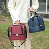 Sac à déjeuner isotherme à double couche avec logo personnalisé, sac isotherme portable pour enfants et adultes, sac à déjeuner