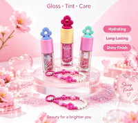 Nouveau lot en gros de porte-clés brillants à lèvres, tubes vides d'huile à lèvres changeante de couleur, cosmétiques à marque privée Sheglan, maquillage en vrac, cadeau