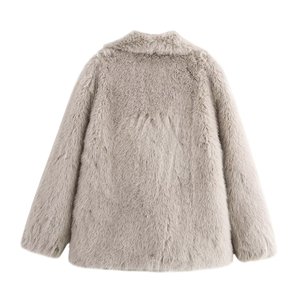 <span class=keywords><strong>Manteau</strong></span> Femme Chic et Décontracté, Nouvel Effet <span class=keywords><strong>Fourrure</strong></span> Synthétique, Coupe Ample Rétro à Manches Longues avec Poches - Product Image 2