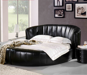 Популярная современная мебель: высококачественные кровати-диваны из переработанной кожи, круглые, для отелей, размера King Size, с каркасом из массива дерева, разборные. - Product Image 3