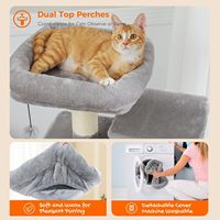 Grande tour à chat de 136 cm pour chats de grande taille, poteaux à gratter recouverts de sisal, coussinets, double panier, arbre à chat d'intérieur gris, grattoir pour chat de petite taille