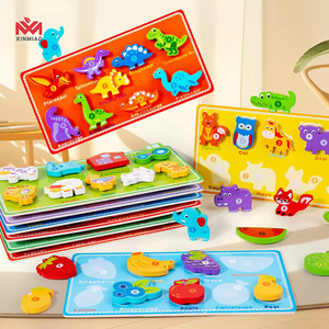 Russisch-Spanisches Montessori Buchstaben-Tier-Erkennungsspielzeug Pädagogisches Kinder-Frucht-Fahrzeug-Zuordnungsbrett 3D Holzpuzzle Spielzeug - Product Image 2