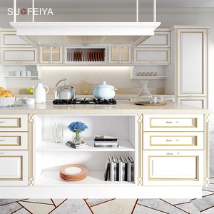 Sofeyia Armoires de cuisine modulaires classiques en bois de chêne blanc Rangement à tirette prêt à assembler avec robinet et charnière Accessoires - Product Image 3