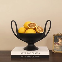 Plateau à fruits décoratif Art Déco géométrique abstrait en métal et résine, fait main, à double anse et sur pied haut, pour salon, idéal pour un cadeau de pendaison de crémaillère