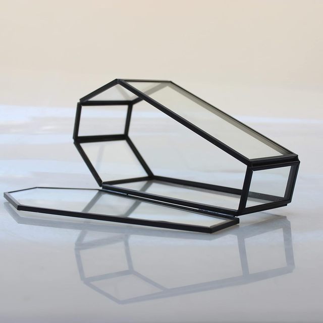 Miniature Glass Coffin Box with Lid for Jewelry Storage Gothic Halloween Party Favor Decorative Trinket Case