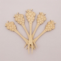Creatieve druivenpatroon bamboe fruitvorkjes EC NO 1935 gecertificeerd milieuvriendelijke wegwerp dessertprikkers voor buffetfeestjes