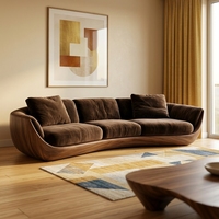 Canapé sectionnel Timberight de style nordique, luxe léger, en bois massif, tissu amovible et lavable, rembourrage en éponge haute densité, pour salon